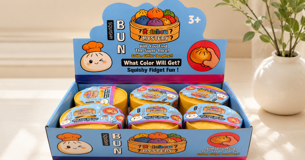 Custom squeeze toy packaging and retail display