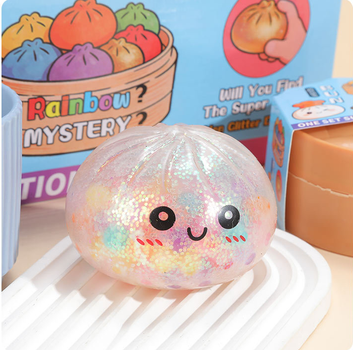 Rainbow Glitter Bead Dumpling Squishy view 2