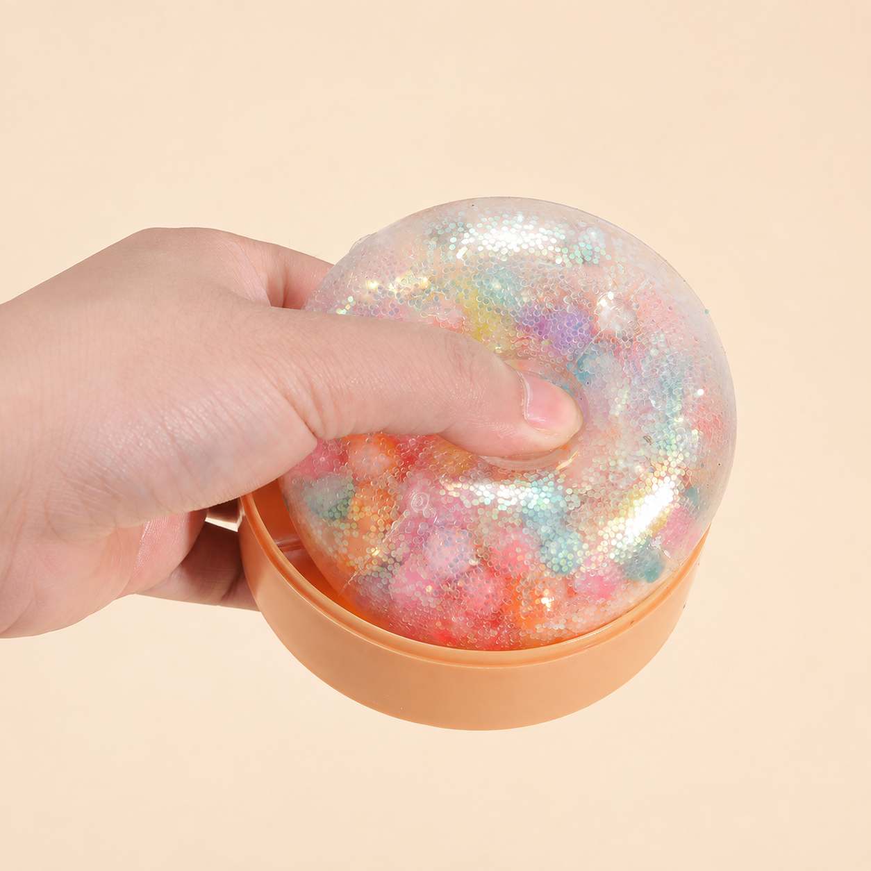 Rainbow Glitter Bead Dumpling Squishy view 3