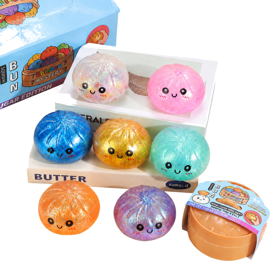 Rainbow Glitter Bead Dumpling Squishy