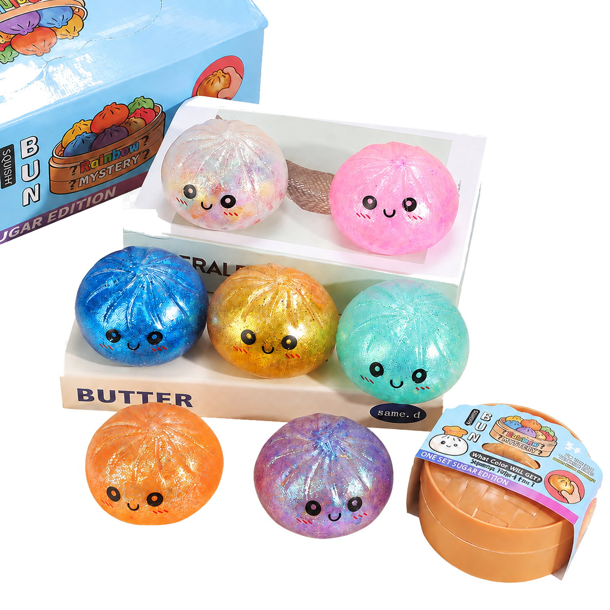 Rainbow Glitter Bead Dumpling Squishy