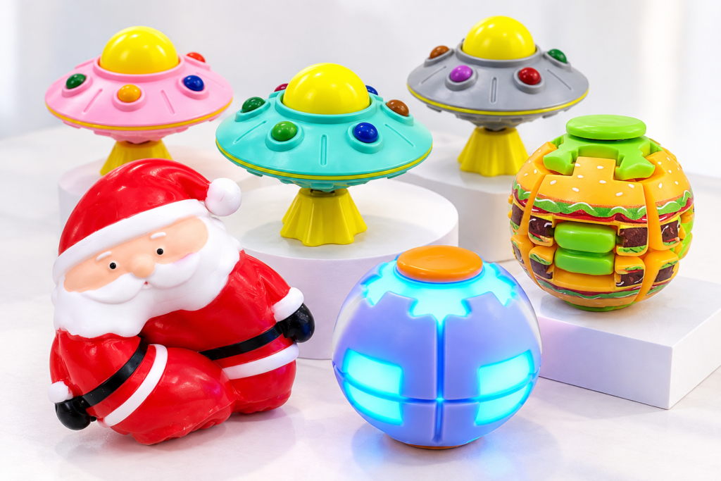 Wholesale fidget toys featuring spinning, pressing, squeezing and mechanical play mechanisms