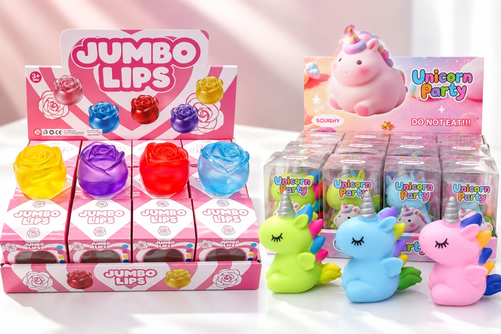 Private label toys with custom colors and retail display packaging