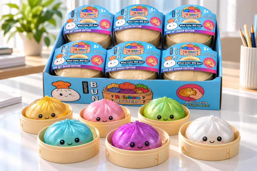 Custom toy manufacturer project with colorful toy variations and retail packaging options