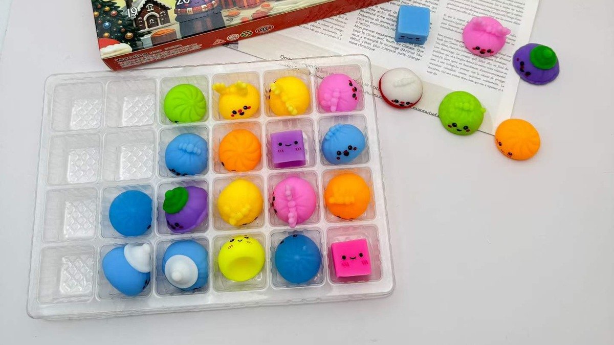 Custom-shaped stress toys in different colors, molded forms and character designs